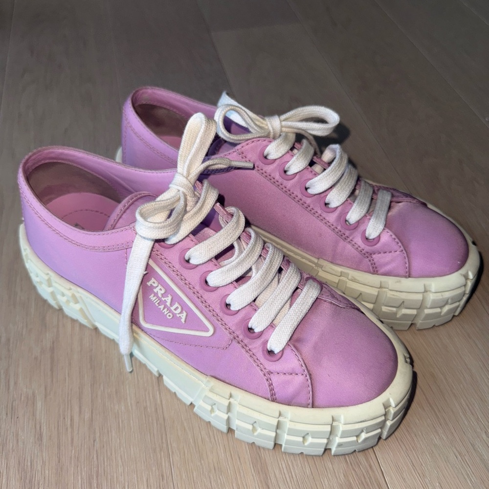 Prada Women's Pink Platform Sneakers - Picture 1 of 6